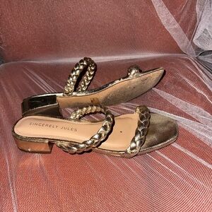 Sincerely Jules Metallic Gold Braided Sandals